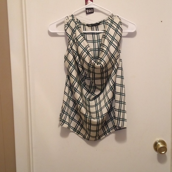 Zara Collar Neck Drape Ruched Front Sleeveless Blouse - Size Medium - Picture 1 of 5